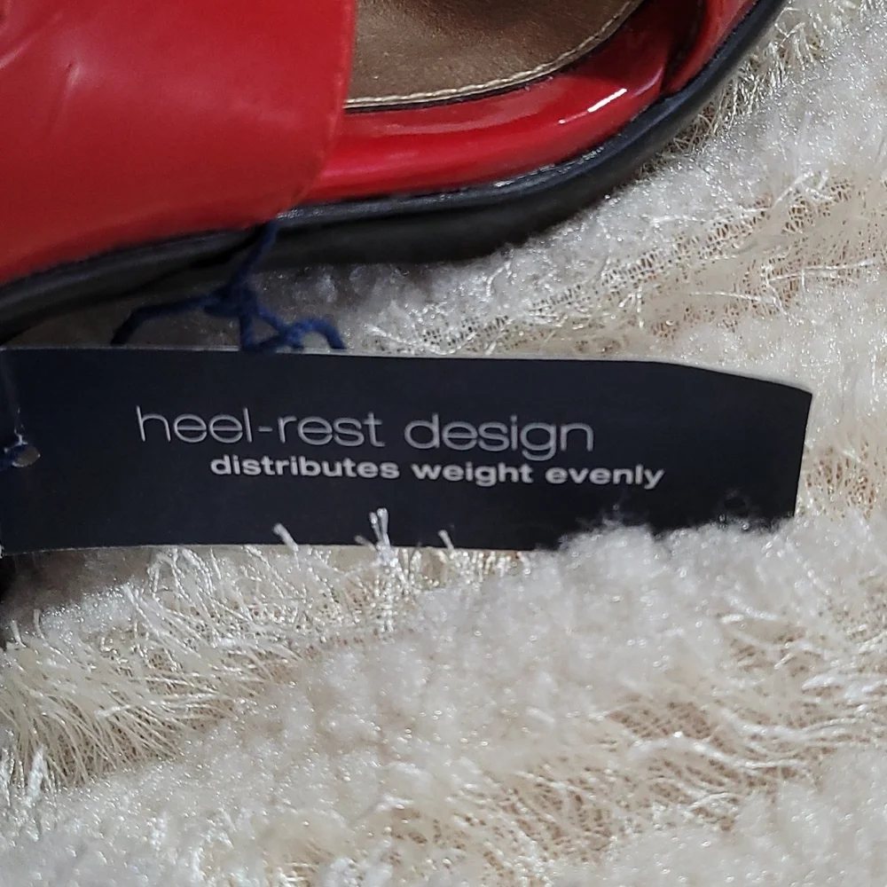 NEW High Heel Sandals Red Patent Open Toe Sole Sense Ability Pad Croft Barrow 6